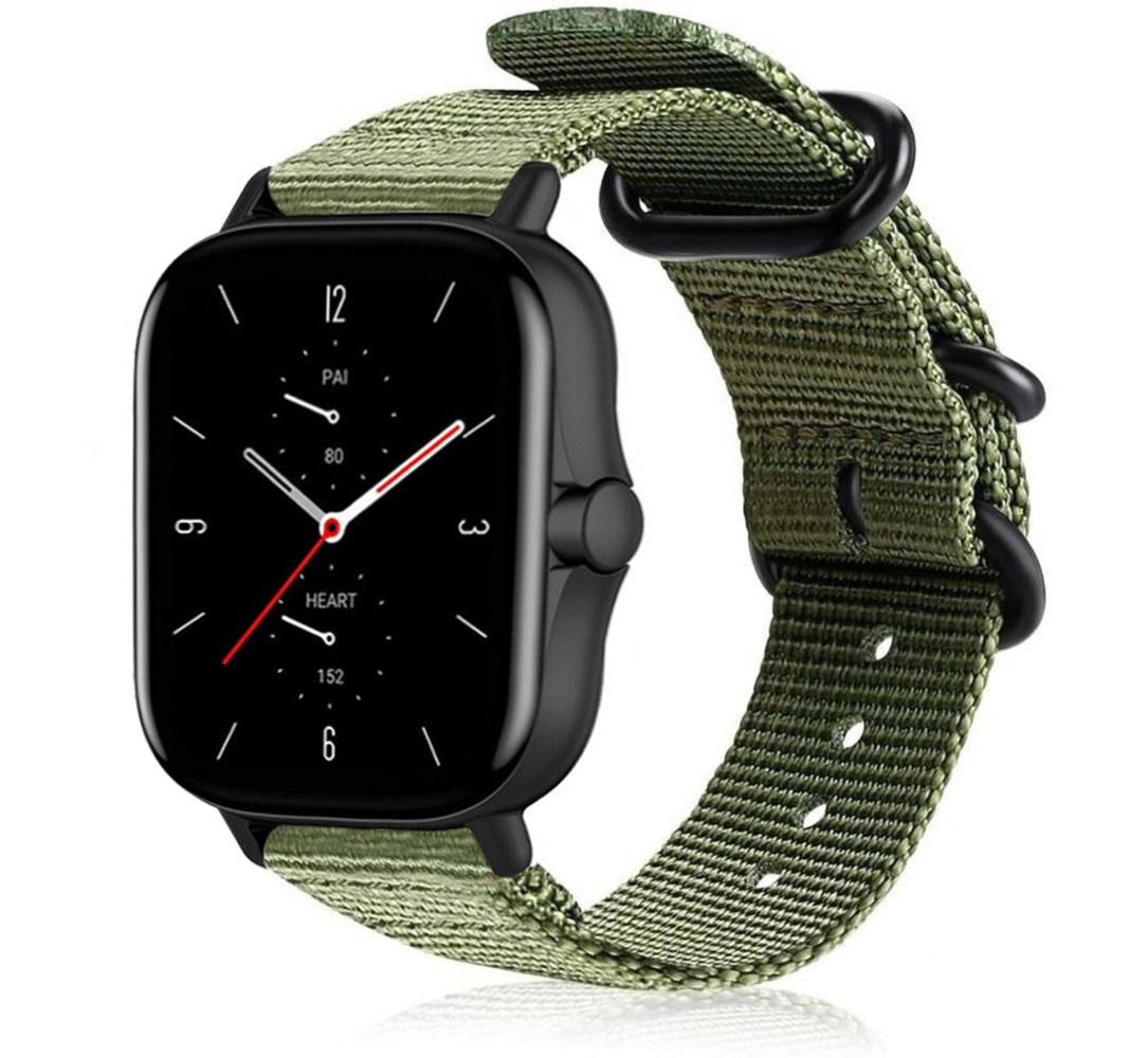 Strap-it® Strap-it Amazfit GTS 2 nylon gesp band (groen)