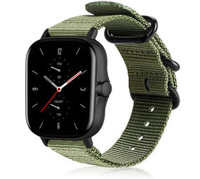 Strap-it® Amazfit GTS 2 nylon gesp band (groen)