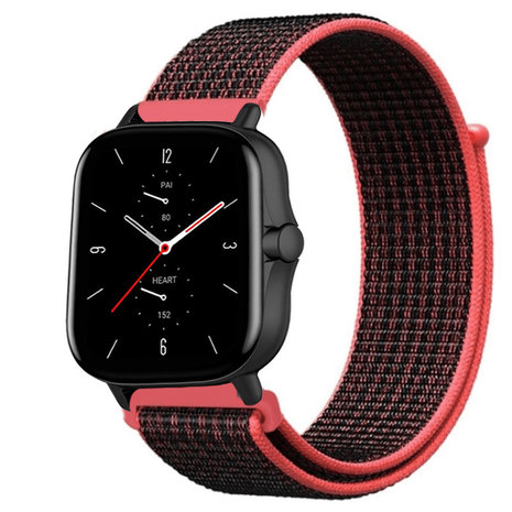 Strap-it® Strap-it Amazfit GTS 2 nylon band (zwart/koraal)