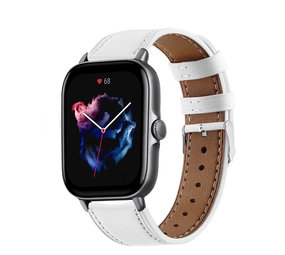 Strap-it® Amazfit GTS 3 bandje leer (wit)