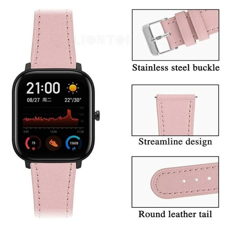 Strap-it® Strap-it Amazfit GTS 3 bandje leer (roze)