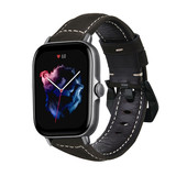 Strap-it® Amazfit GTS 3 leren bandje (zwart)