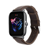 Strap-it® Amazfit GTS 3 leren bandje (donkerbruin)