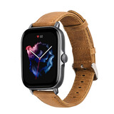 Strap-it® Amazfit GTS 3 leren bandje (bruin)