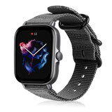 Strap-it® Amazfit GTS 3 nylon gesp band (zwart)