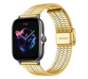 Strap-it® Amazfit GTS 3 roestvrij stalen band (goud)
