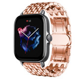 Strap-it® Amazfit GTS 3 stalen draak band (rosé goud) Strap-it® Amazfit GTS 3 stalen draak band (rosé goud)
