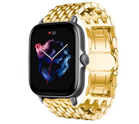 Strap-it® Amazfit GTS 3 stalen draak band (goud)