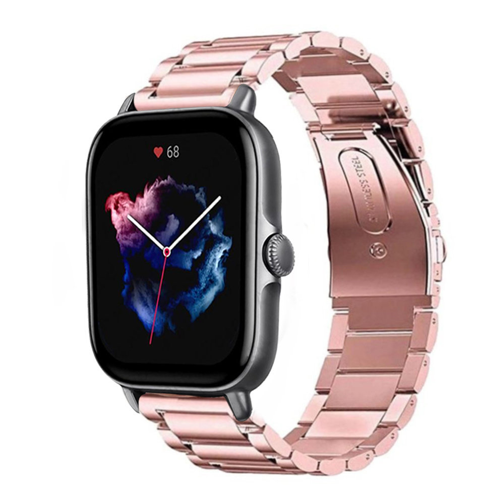 Strap-it® Strap-it Amazfit GTS 3 stalen band (rosé pink) Strap-it® Strap-it Amazfit GTS 3 stalen band (rosé pink)