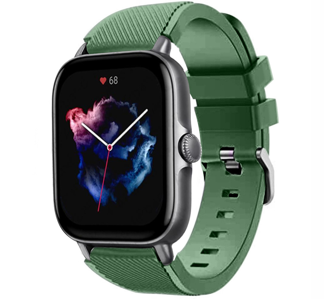 Strap-it® Strap-it Amazfit GTS 3 siliconen bandje (legergroen)