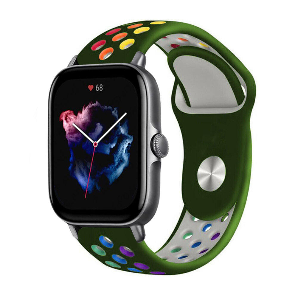 Strap-it® Strap-it Amazfit GTS 3 sport band (legergroen/kleurrijk)