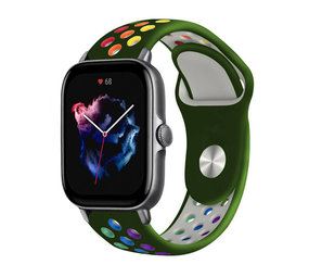 Strap-it® Amazfit GTS 3 sport band (legergroen/kleurrijk)