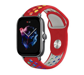 Strap-it® Amazfit GTS 3 sport band (rood/kleurrijk) Strap-it® Amazfit GTS 3 sport band (rood/kleurrijk)