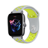 Strap-it® Amazfit GTS 3 sport band (grijs/geel) Strap-it® Amazfit GTS 3 sport band (grijs/geel)