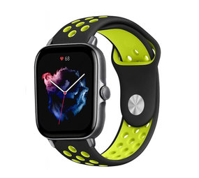 Strap-it® Amazfit GTS 3 sport band (zwart/geel)