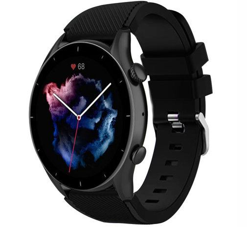 Strap-it® Strap-it Amazfit GTR 3 (Pro) siliconen bandje (zwart)
