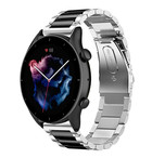 Strap-it® Strap-it Amazfit GTR 3 (Pro) stalen band (zilver/zwart)