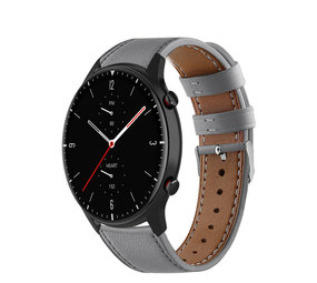 Strap-it® Amazfit GTR 2 bandje leer (grijs)