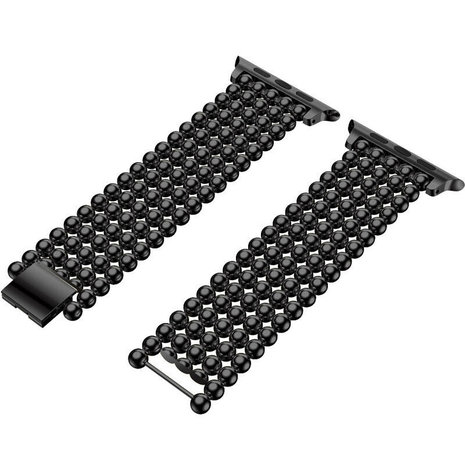 Strap-it® Strap-it Apple Watch stalen kralen band (zwart)