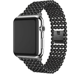 Strap-it® Apple Watch stalen kralen band (zwart)
