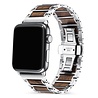Strap-it® Strap-it Apple Watch stalen/houten bandje (zilver/bruin) Strap-it® Strap-it Apple Watch stalen/houten bandje (zilver/bruin)