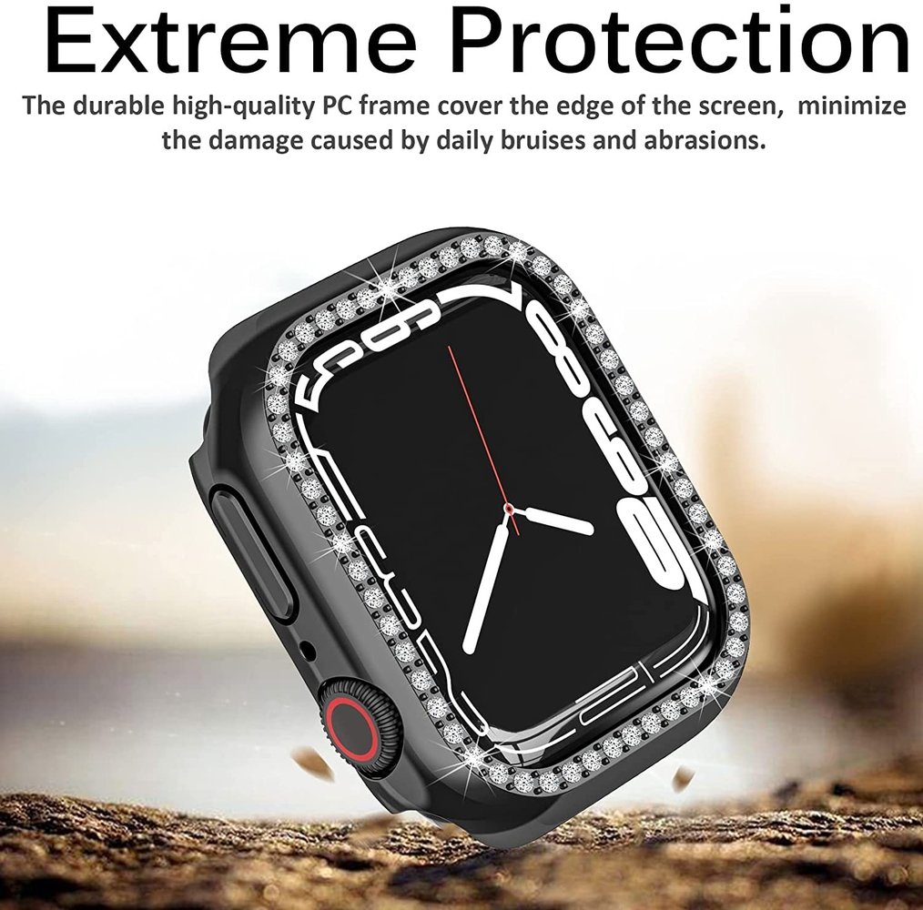 Strap-it® Strap-it Apple Watch 7/8/9 Diamond PC hard case 45mm (zwart)