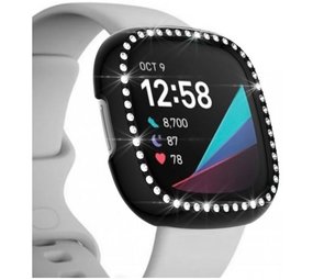 Strap-it® Fitbit Sense Diamond PC hard case (zwart) Strap-it® Fitbit Sense Diamond PC hard case (zwart)