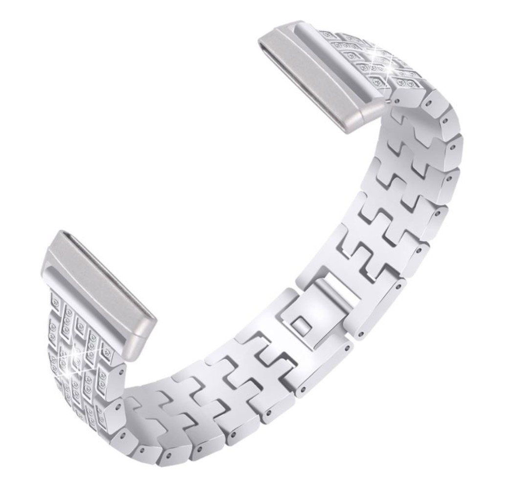 Strap-it® Strap-it Silver Diamond Fitbit Versa 3 bandje