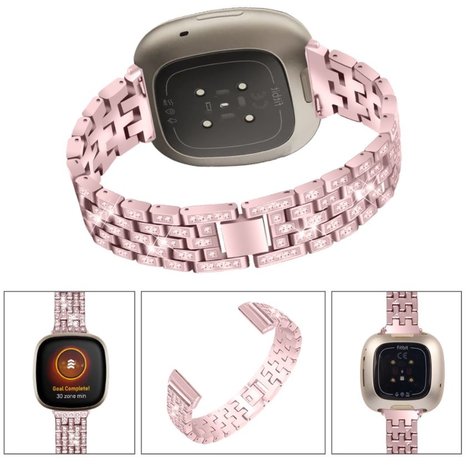 Strap-it® Strap-it Pink Diamond Fitbit Sense bandje Strap-it® Strap-it Pink Diamond Fitbit Sense bandje