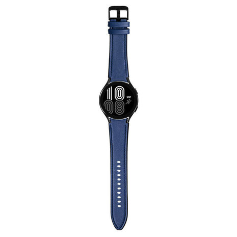 Strap-it® Strap-it Samsung Galaxy Watch 4 - 40mm hybrid leren bandje (donkerblauw)