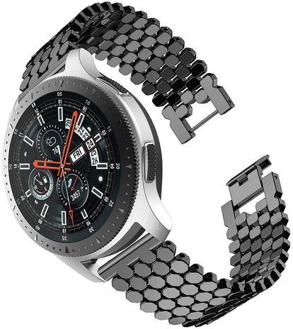 Strap-it® Strap-it Samsung Galaxy Watch 46mm stalen vis band (zwart) Strap-it® Strap-it Samsung Galaxy Watch 46mm stalen vis band (zwart)