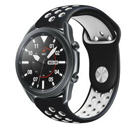 Strap-it® Samsung Galaxy Watch 3 sport band 45mm (zwart/wit) Strap-it® Samsung Galaxy Watch 3 sport band 45mm (zwart/wit)