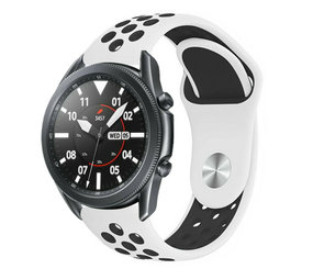 Strap-it® Samsung Galaxy Watch 3 sport band 45mm (wit/zwart) Strap-it® Samsung Galaxy Watch 3 sport band 45mm (wit/zwart)