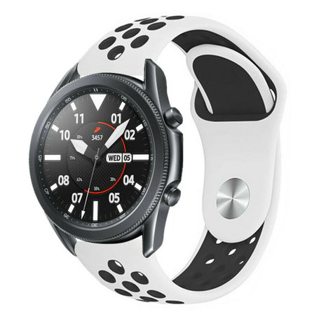 Strap-it® Strap-it Samsung Galaxy Watch 3 sport band 45mm (wit/zwart) Strap-it® Strap-it Samsung Galaxy Watch 3 sport band 45mm (wit/zwart)