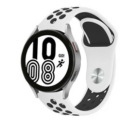 Strap-it® Samsung Galaxy Watch 4 - 44mm sport band (wit/zwart)