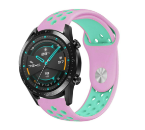 Strap-it® Huawei Watch GT 2 sport band (roze/aqua)