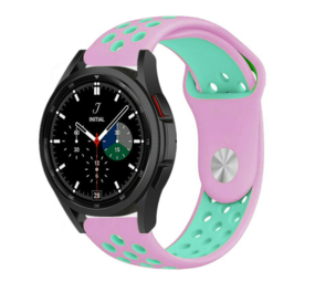 Strap-it® Samsung Galaxy Watch 4 Classic 46mm sport band (roze/aqua)
