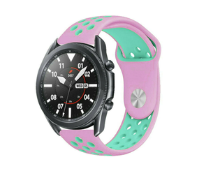 Strap-it® Samsung Galaxy Watch 3 sport band 45mm (roze/aqua) Strap-it® Samsung Galaxy Watch 3 sport band 45mm (roze/aqua)