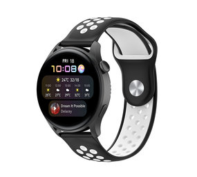 Strap-it® Huawei Watch 3 (Pro) sport band (zwart/wit)