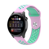 Strap-it® Huawei Watch 3 (Pro) sport band (roze/aqua)