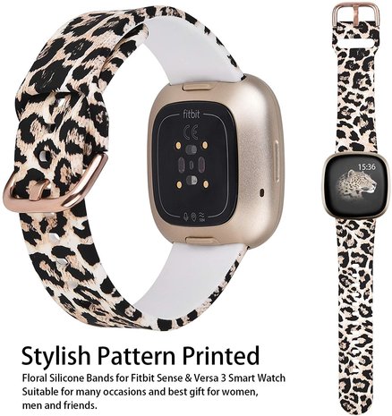 Strap-it® Strap-it Lucky Leopard Fitbit Versa 3 bandje Strap-it® Strap-it Lucky Leopard Fitbit Versa 3 bandje