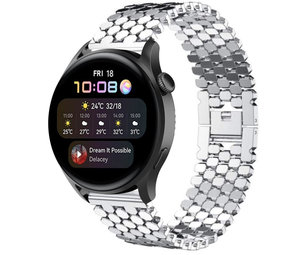 Strap-it® Huawei Watch 3 (Pro) stalen vis band (zilver) Strap-it® Huawei Watch 3 (Pro) stalen vis band (zilver)