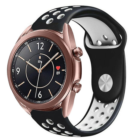 Strap-it® Strap-it Samsung Galaxy Watch 3 sport band 41mm (zwart/wit)