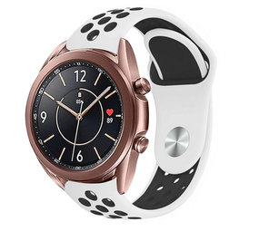 Strap-it® Samsung Galaxy Watch 3 sport band 41mm (wit/zwart) Strap-it® Samsung Galaxy Watch 3 sport band 41mm (wit/zwart)