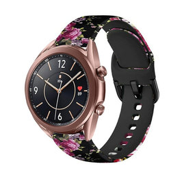 Strap-it® Pink Flower Samsung Galaxy Watch 3 41mm bandje Strap-it® Pink Flower Samsung Galaxy Watch 3 41mm bandje