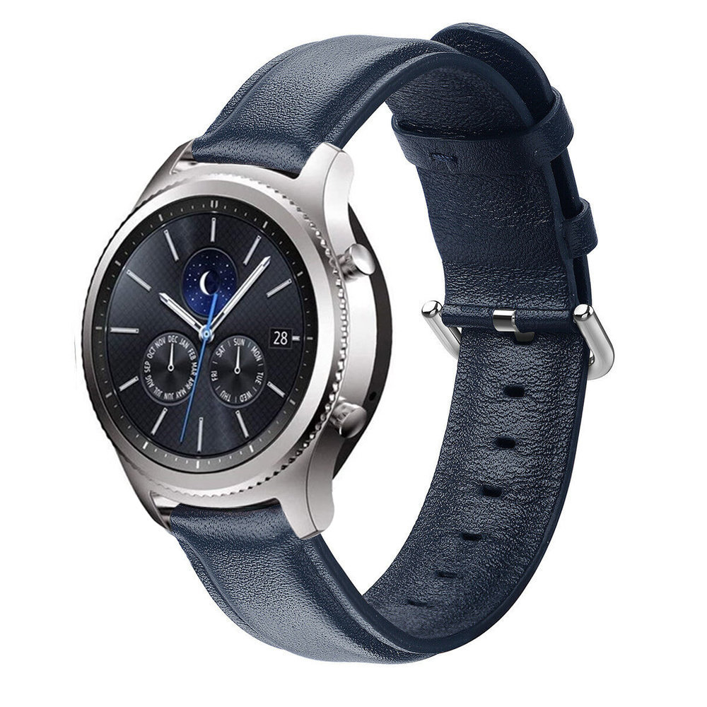 Strap-it® Strap-it Samsung Gear S3 leren bandje (donkerblauw)