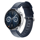 Strap-it® Huawei Watch GT 3 46mm leren bandje (donkerblauw)