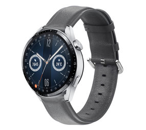 Strap-it® Huawei Watch GT 3 46mm leren bandje (donkergrijs) Strap-it® Huawei Watch GT 3 46mm leren bandje (donkergrijs)