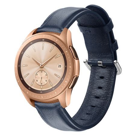 Strap-it® Strap-it Samsung Galaxy Watch 42mm leren bandje (donkerblauw) Strap-it® Strap-it Samsung Galaxy Watch 42mm leren bandje (donkerblauw)