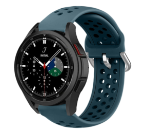 Strap-it® Samsung Galaxy Watch 4 Classic 42mm siliconen bandje met gaatjes (rock green)